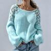 Women's Color Crewneck Pullover Sweater, Hand-Knit Knit Top for Fall Winter