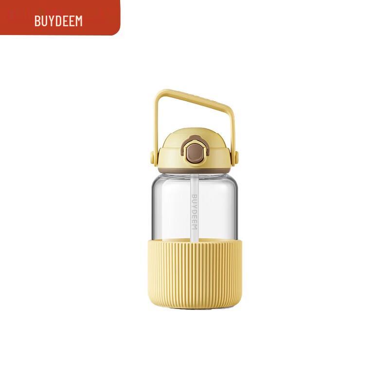 Buydeem 1000ml High Borosilicate Glass Water Bottle with Straw