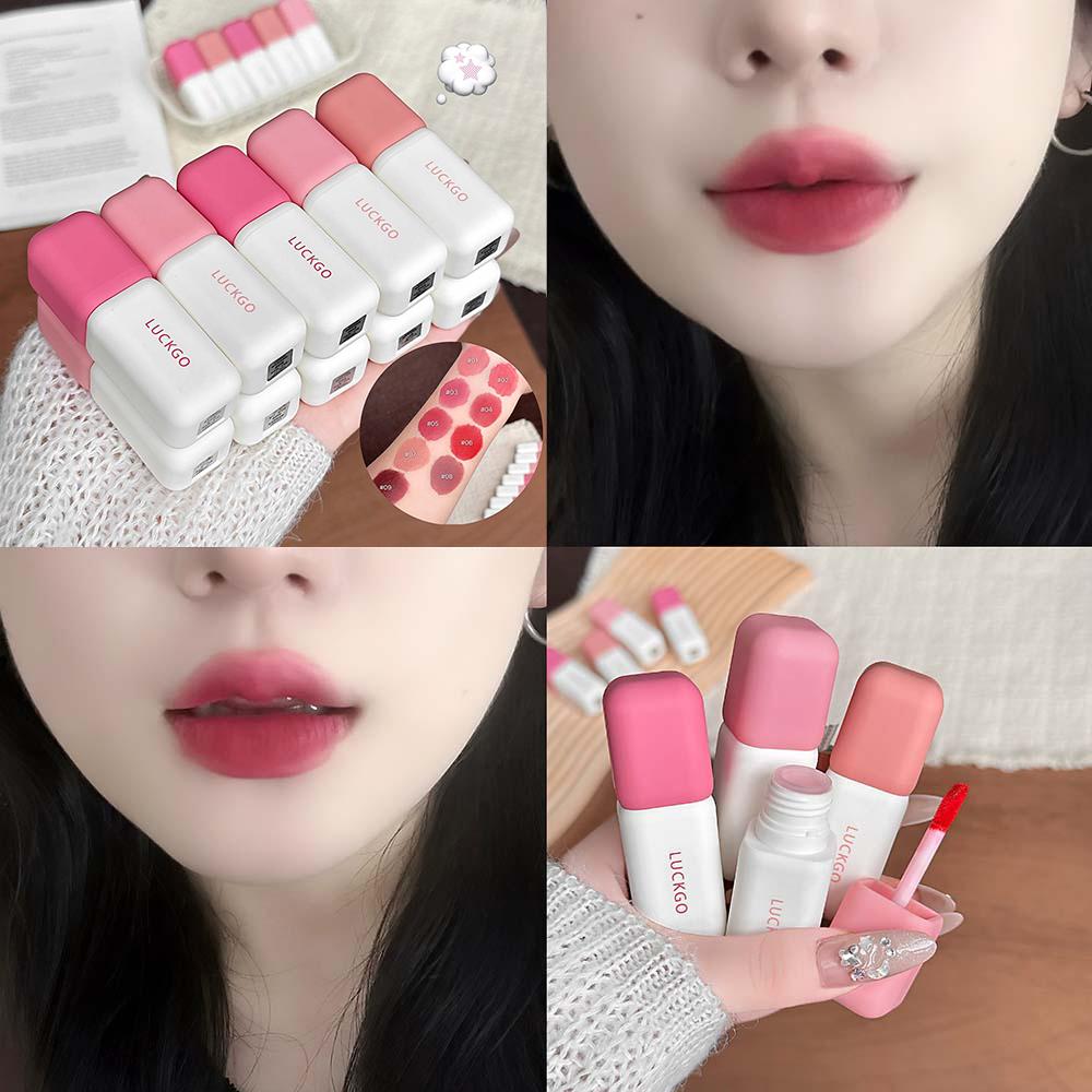Matte Velvet Liquid Lipstick Natural Long-Lasting Low Saturation Rose Pink Lip Mud Portable Finish Smooth Peach Lip Gloss Makeup