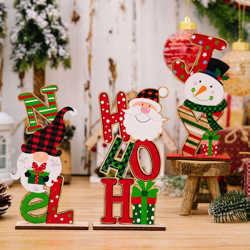 Wooden Playful Letter Christmas Decor Featuring Adorable Snowman Gnome And Characters Elderly
