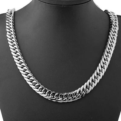 2024 Titanium Steel Cuban Chain Necklace: Double Buckle, Double Weave
