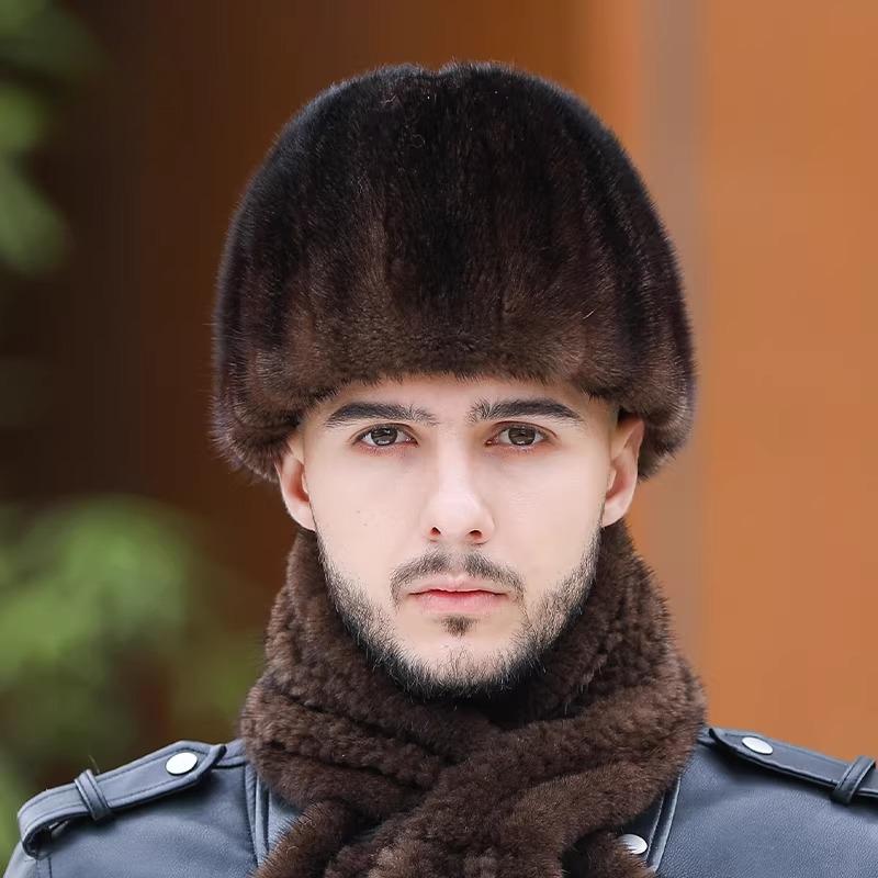 Mink Hat Men's Winter Ear Protection Warm Top Hat Fashion Mink Hair Winter in The Elderly Dad Fur Hat