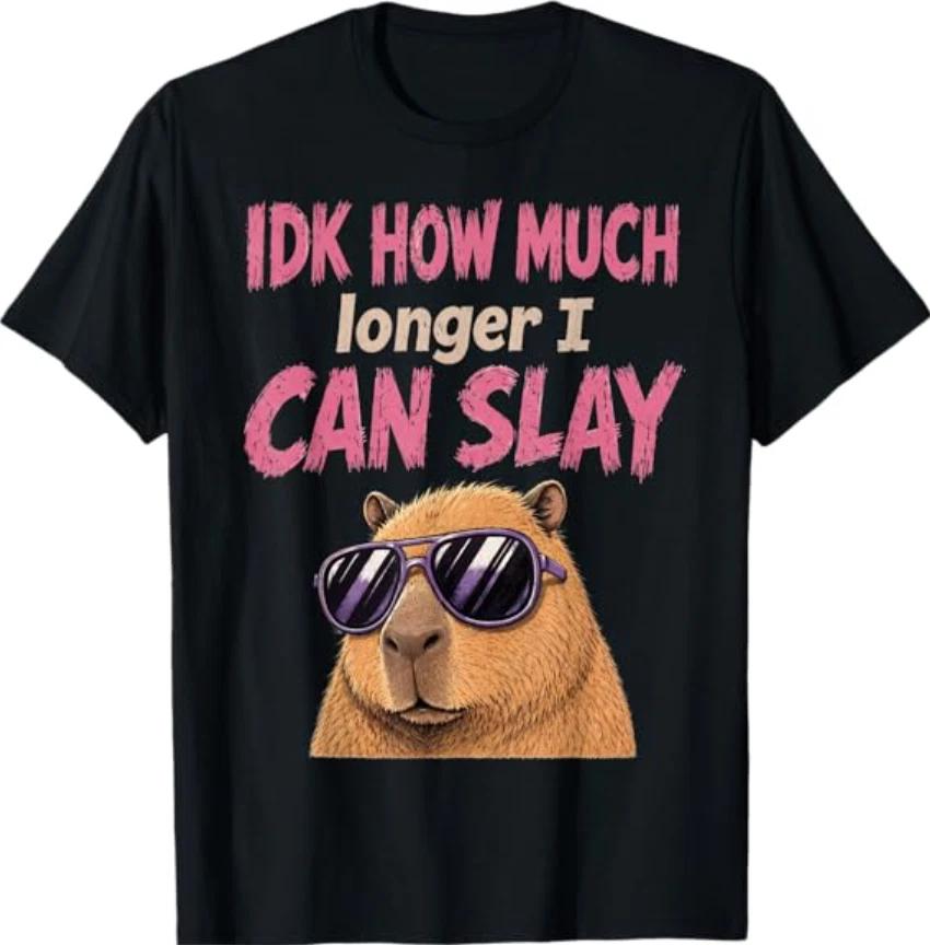 

Meme Capybara IDK How Much Longer I Can Slay Teens Funny T-Shirt M