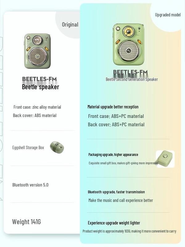 Dot Tone Beetle Retro Mini Portable Bluetooth Speaker CN plug (adapter included)