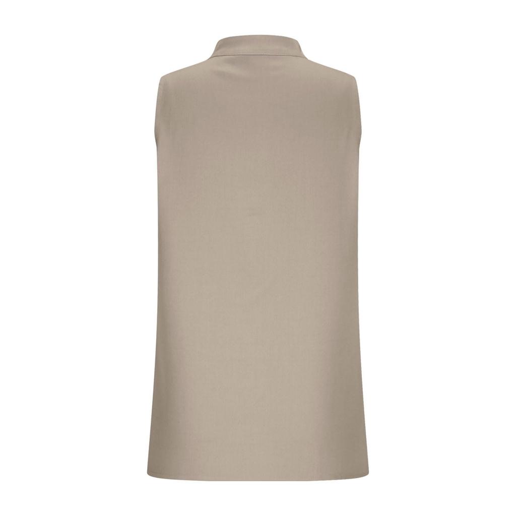 Women's Fashionable Casual Sleeveless Shirt  Plain-Coloured Stand-Up Collar Sexy Tank Top