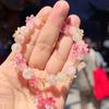 Pink Plum Cherry Blossom Crystal Butterfly Flower Berry Bracelet Women Sweet Jewelry Gifts