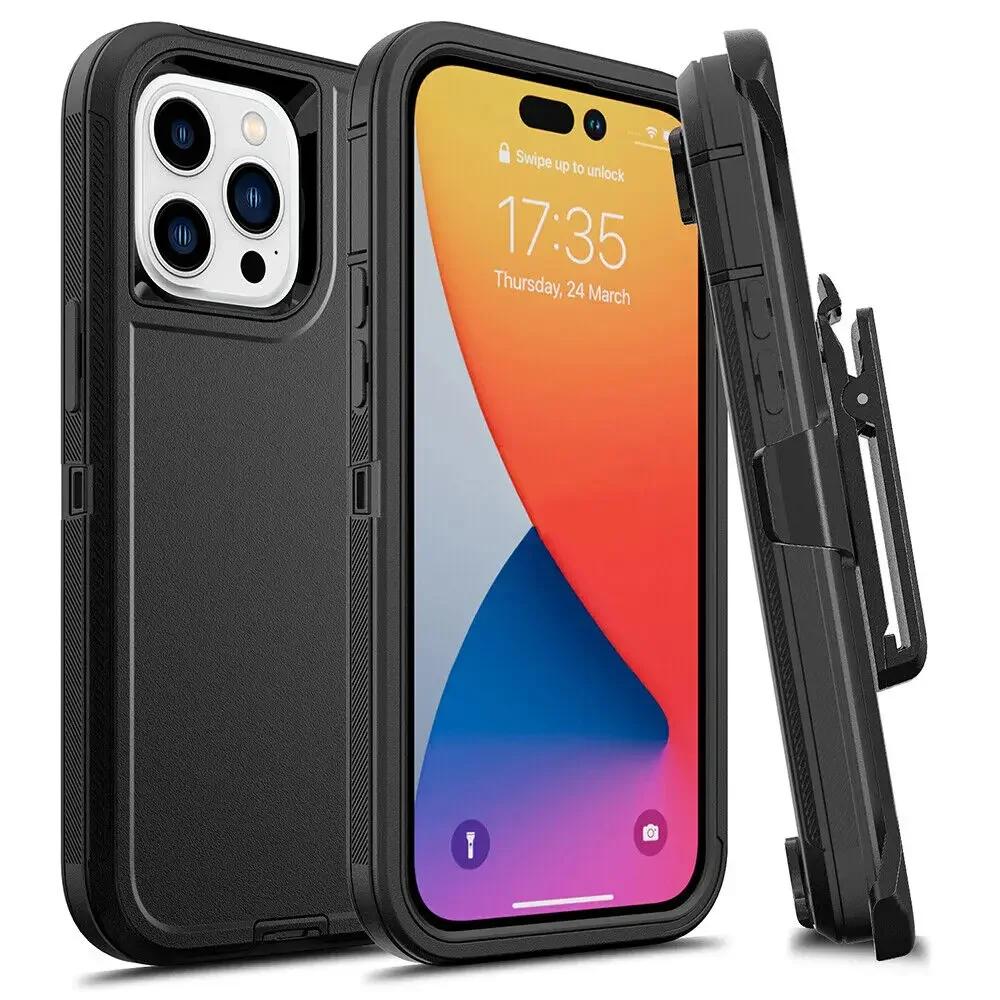 Military Grade Heavy Duty Armor OTT Phone BOX Case for IPhone 17 16 15 14 Plus 13 12 Pro Max Shockproof Belt Clip Holder Cover