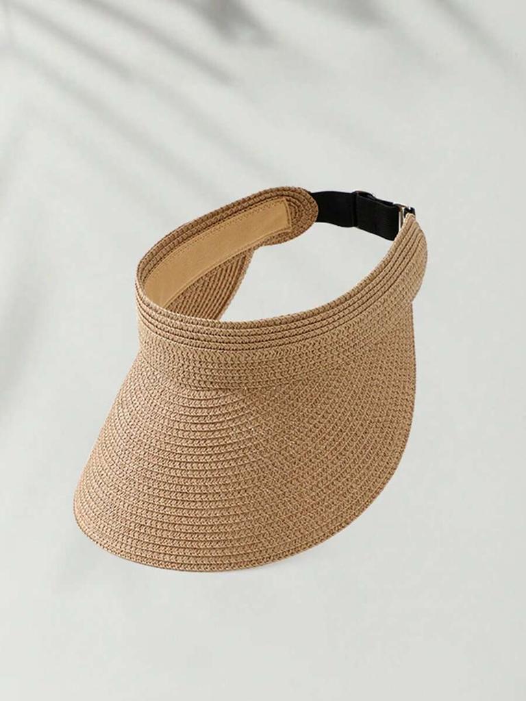 Summer Straw Visor Hat For Beach Vacation Sun Protection Casual Outdoor Wear
