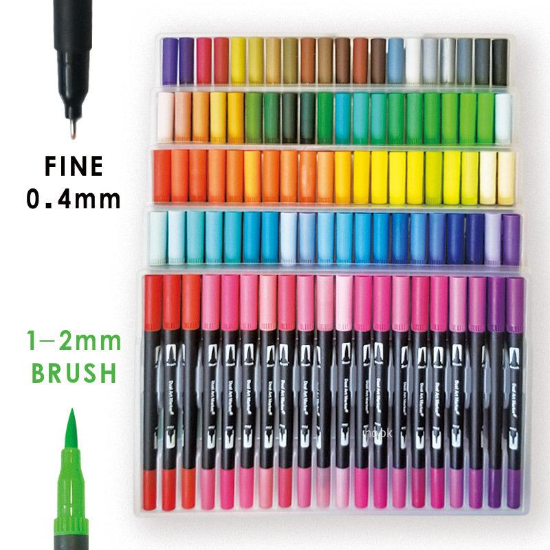 132/24 Colors Dual Tips Watercolor Brush Pen Set Art supplies, for Kids Adult Coloring Book Christmas Cards Drawing Markers