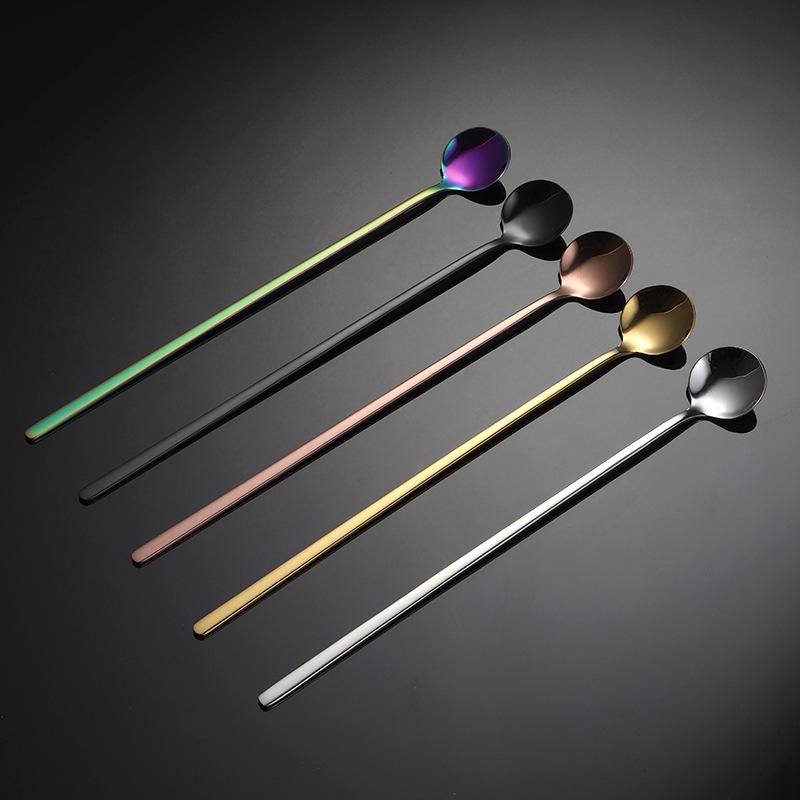304 Stainless Steel Long Handle Spoon for Coffee, Ice, and Seasoning - Japanese & Korean Style