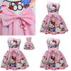 Ärmelloses Kleid mit Hello Kitty Cartoon-Print und Rüschendetails für das Frühlings-Verkleiden