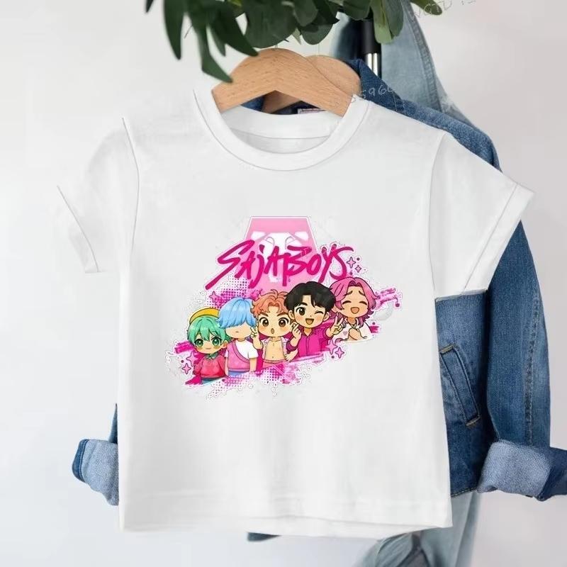 

2025 Hot Movie KPop Demon Hunters Saja Boys Print Kids T-shirt Soft Summer Tops Print T Shirts Children Clothes Girl Boy 150