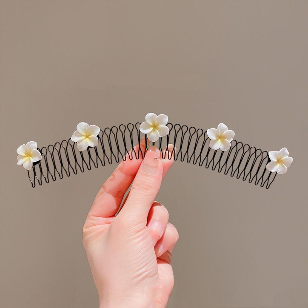 Spring U Shape Hair Styling Comb Headband Fixed Combs Invisible Extra Hair Holder Teeth Hair Accessories Flower Hairpin