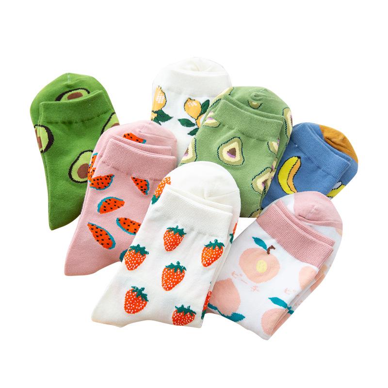 Korean & Japanese Style Women's Cute Cartoon Fruit Mid-Calf Socks for Autumn & Winter