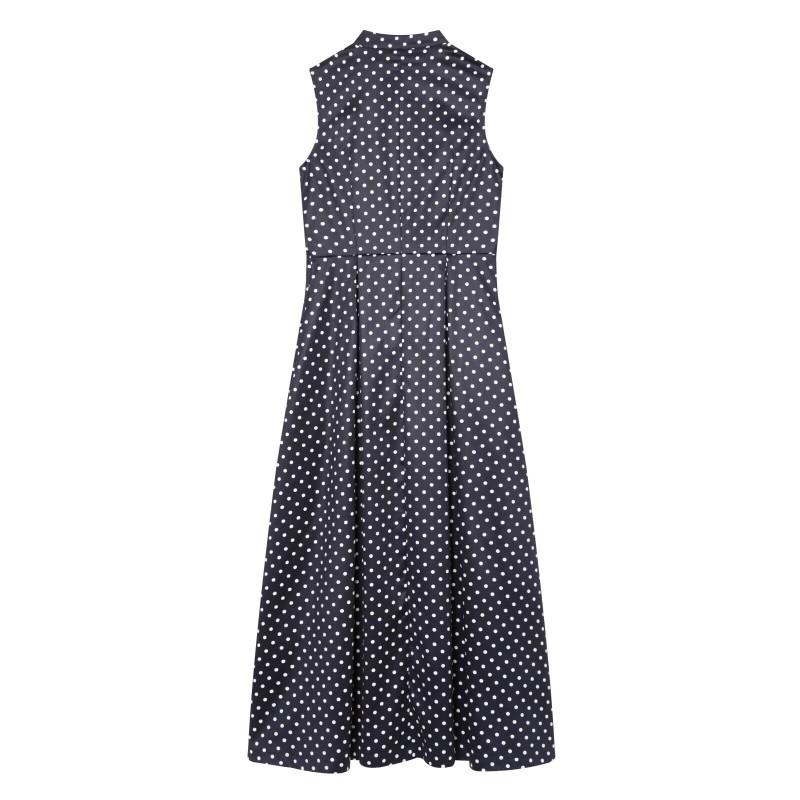 2026 Womens Polka Dot Sleeveless Dress A-line Slim Fit Elegant Fashion Long XS S M L