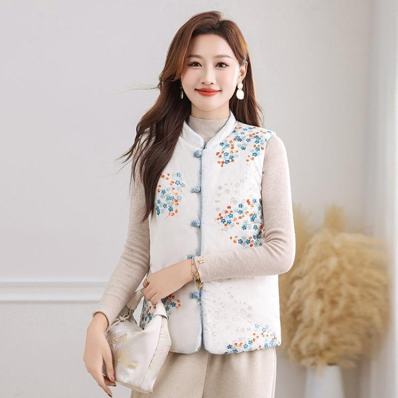 Double-sided double-worn women's autumn and winter cotton vest, disc-buckled vest, thickened thermal vest top women
