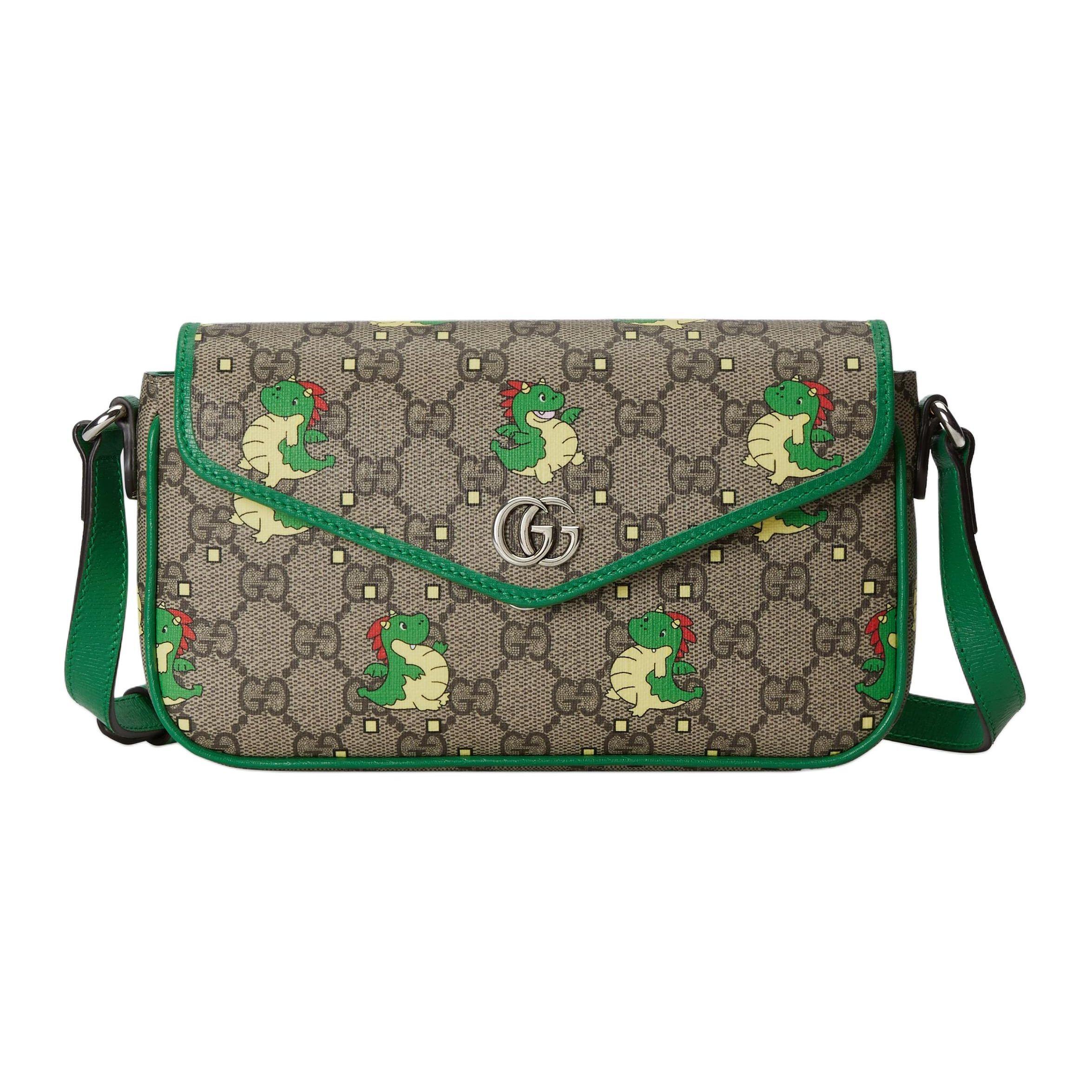 

Колекція Gucci до Китайського Нового року Сумка через плече з регульованим ременем, прикрашена подвійним логотипом G, принтом Дракона та дитини, канва з шкіряною обробкою 774371-FACYZ-8746 Gift Set(Basic Set+Box+Shopping Bag)
