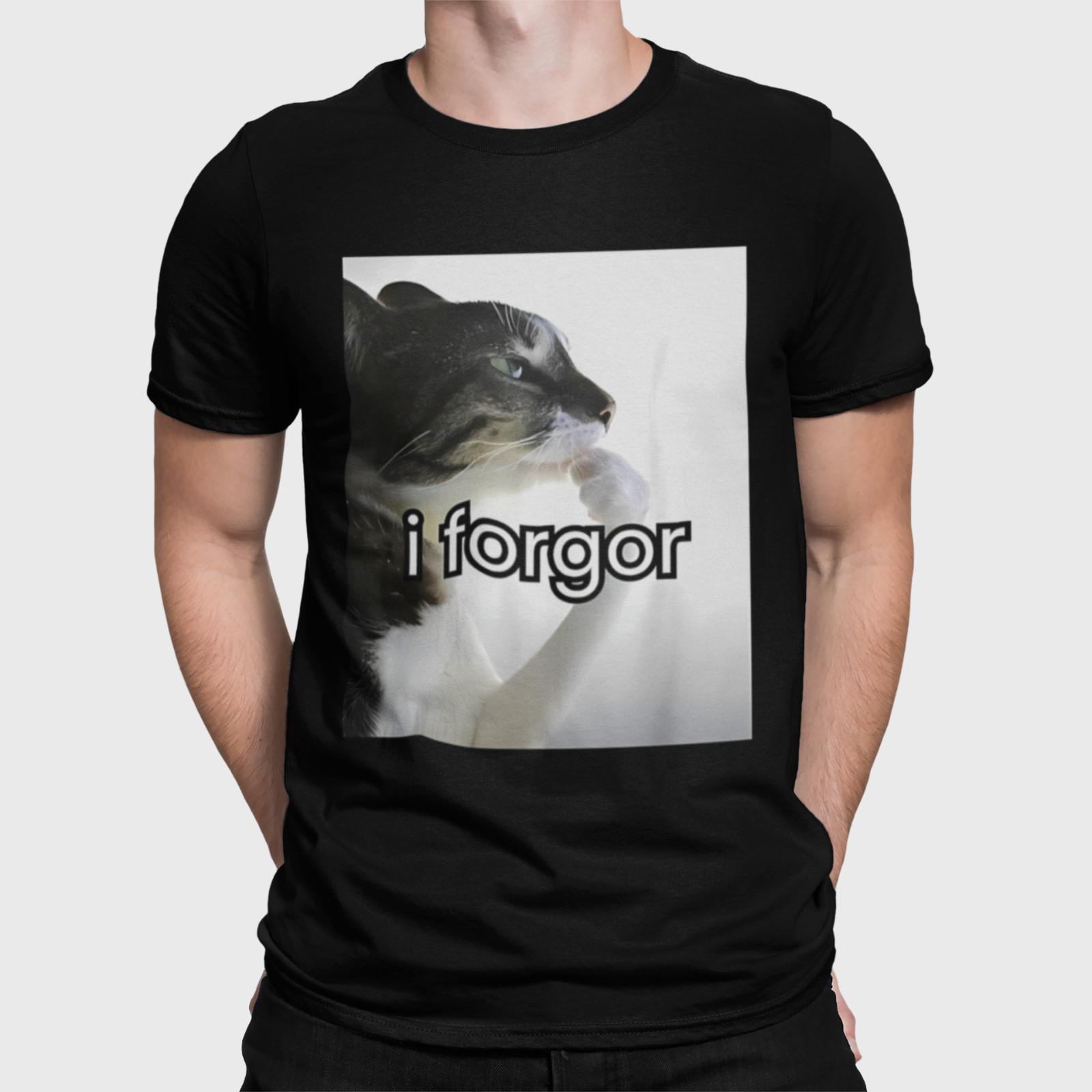 I Forgor Cringe Brainrot Graphic Funny Cat Meme Internet Humor Shirt Unisex 3XL
