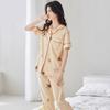 Factory Pajamas Women'S Japanese Simple Summer Short-Sleeved Trousers Loose Large-Size Cardigan Loungewear Two-Piece Set
