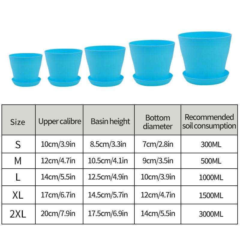 Plastic Flowerpots Colorful Plant Pot with Tray Round Pots for Plants Succulents Planter Pot Drainage Bonsai Potted Home Decor