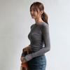 Women's Spring/Summer Fitted Versatile Slimming Round-Neck Long-Sleeve Casual T-Shirt