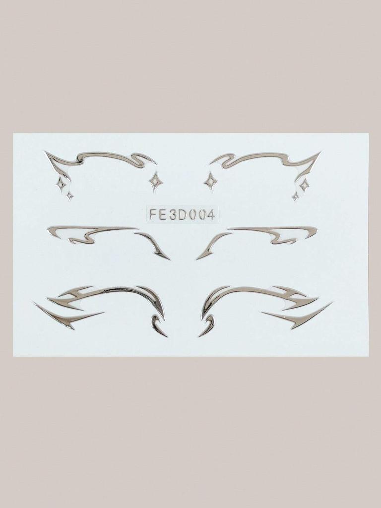 1pc 3D Metallic Face & Eye Stickers, Waterproof Eyeliner Tattoo for Halloween, Festival & Stage Makeup