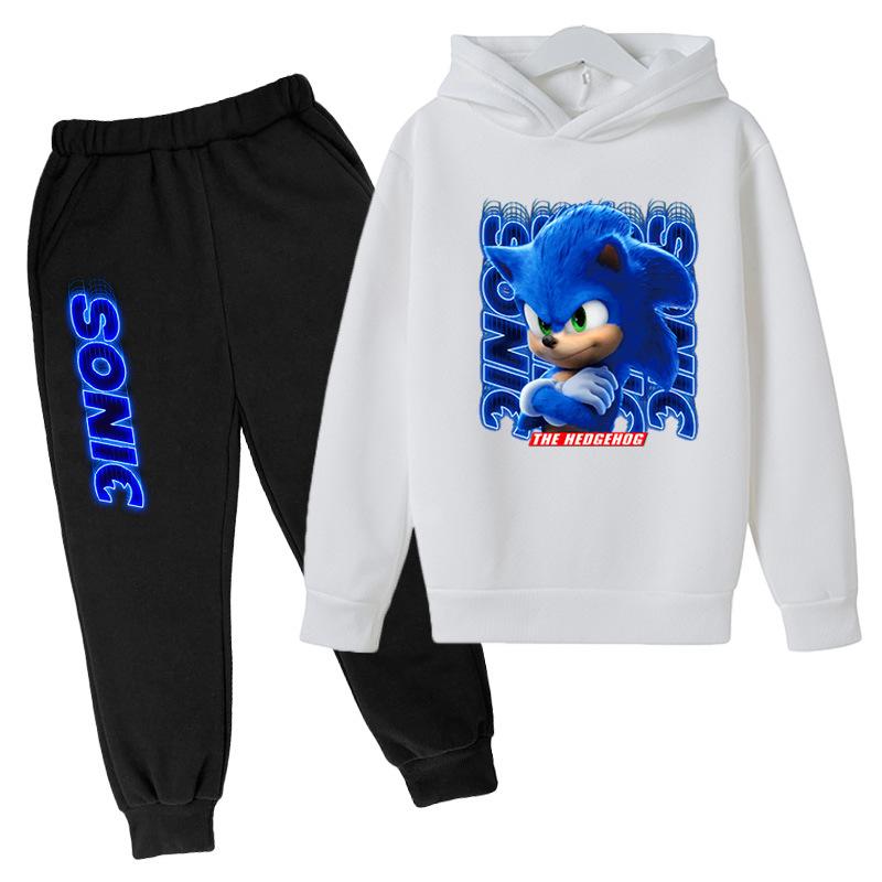 Podzim Zima Sonic the Hedgehog Potisk Postavy Mikiny Tepláky Sety Ležérní Teplé Sportovní S Dlouhým Rukávem Kalhoty Dětské Chlapecké Oblečení Sety