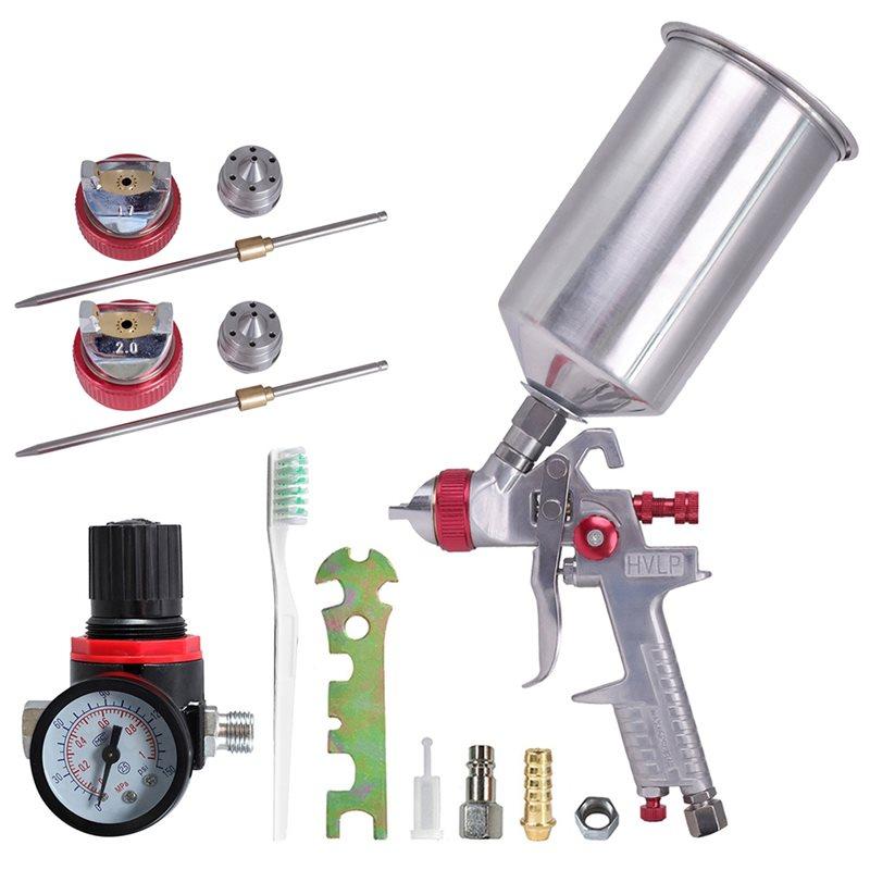 Premium-Professional HVLP Air Spray Gun Kit-Red H827 1000ML Gravity Feed Designed For Car& Furniture Painting