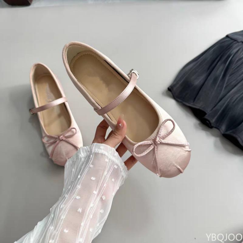 Fashion Spring Newincreasing Bow Bow Shallow Mouth Satin Outer Wear Comfortable Single Shoes Fashionable Daily Casual Flat Shoes