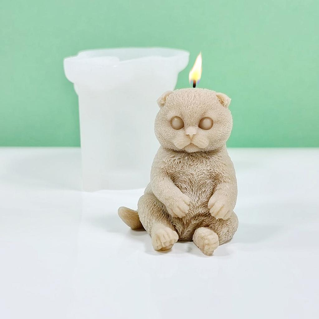 Animal Cat Scented Candle Silicone Mold Handmades 3D Scented Candle Epoxy Mold DIY Craft Women Girl Fondant Mold