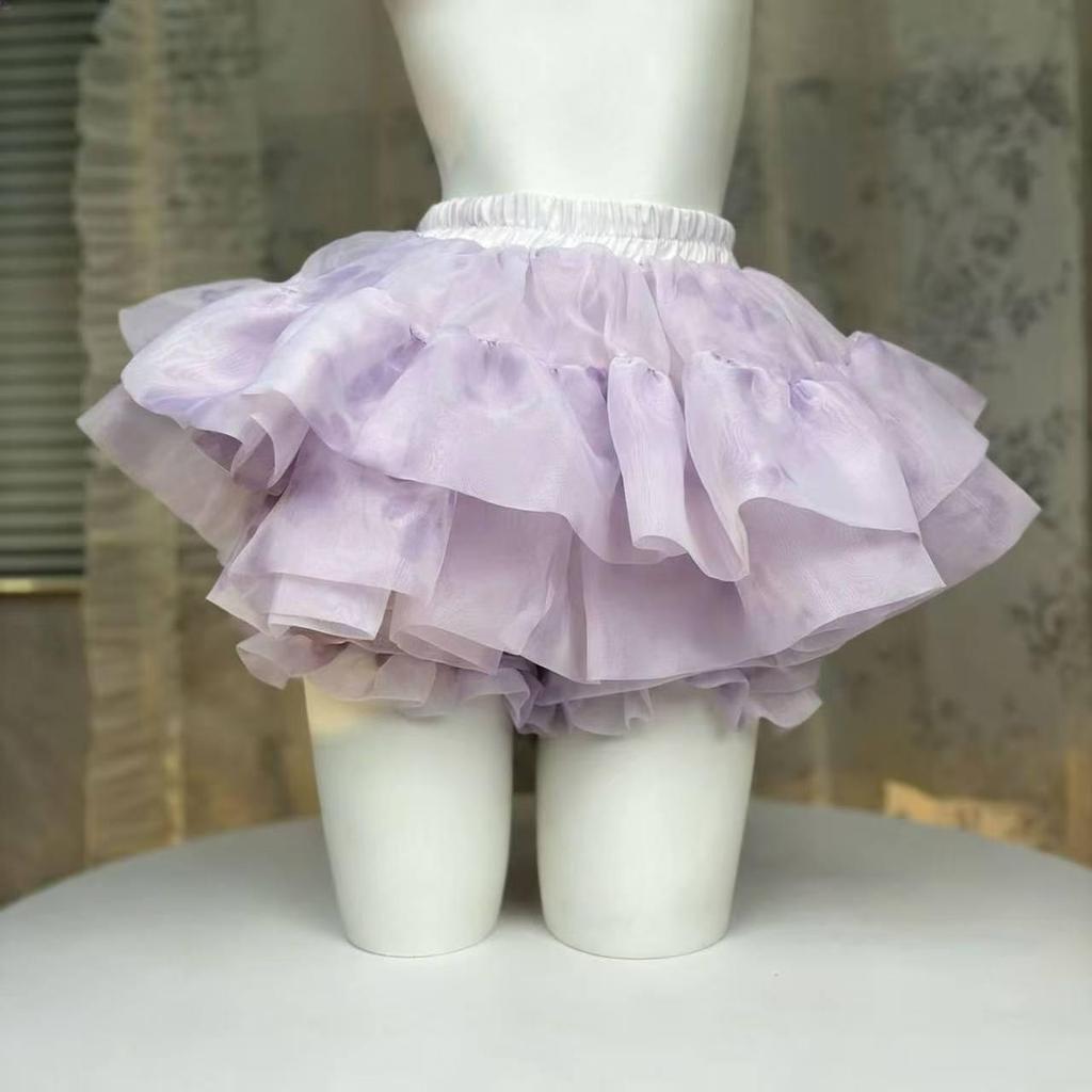 Sweet White Puffy Lace Ballet Skirt - Petite, High Waist, Elastic Waistband