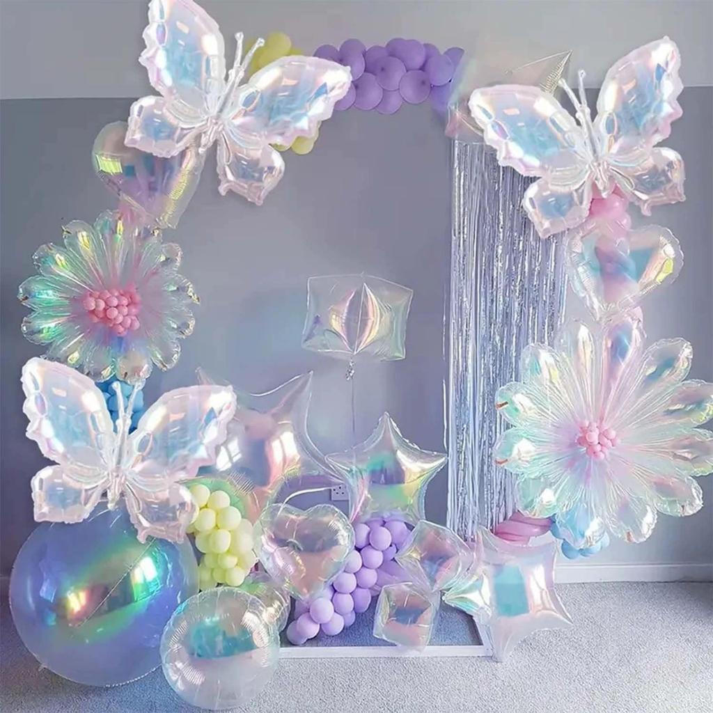 Colorful Crystal Transparent 4D Star & Daisy Balloons for Ocean Birthday Party