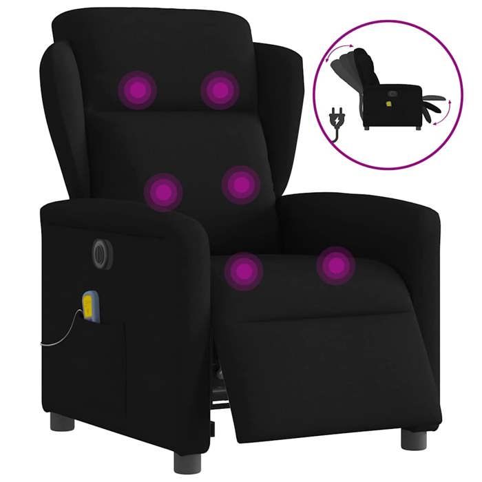 VidaXL Fauteuil de massage inclinable électrique Noir Tissu 3303126