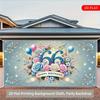 2D Flat Printed 66th Birthday Backdrop, Light Blue Floral & Balloon Garage Door Banner
