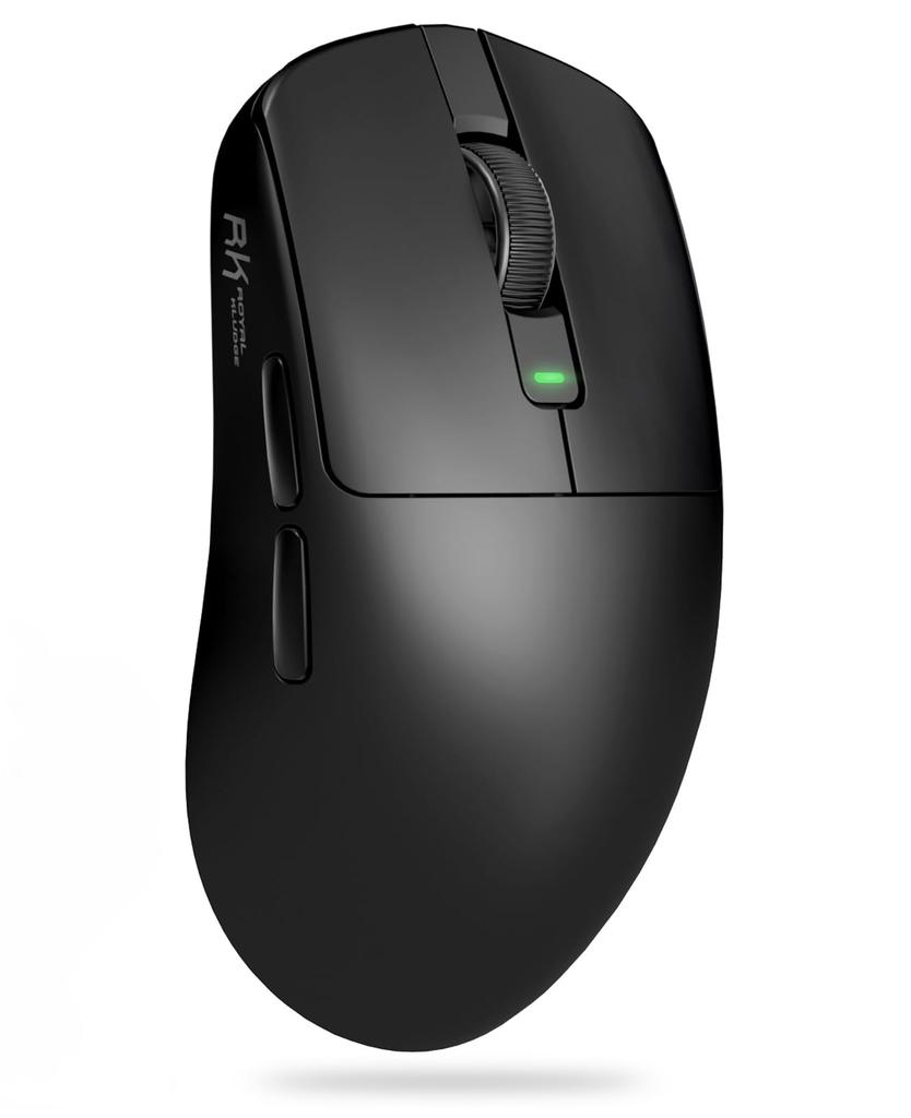 RK ROYAL KLUDGE RK M3 Trådløs Gaming Lettvekt PAW3950 Optisk 42000 8000Hz Polling 5 Tilpassbar Svart Mus, Oppladbar, 47g, Sensor,