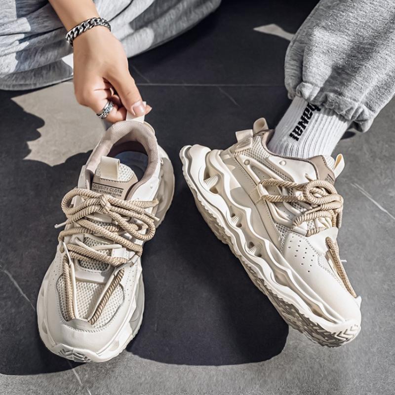 Fashion Men Sneakers 2025 Spring Autumn New Mesh Breathable Outdoor Non Slip Running Shoes Fashion Height Increase Lace Up Casual Shoes