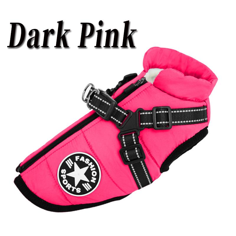 Winter Waterproof Dog Clothes with Harness Warm Pet Dog Cotton Jacket for Small Large Dogs Puppy Clothing French-Bulldog Coat