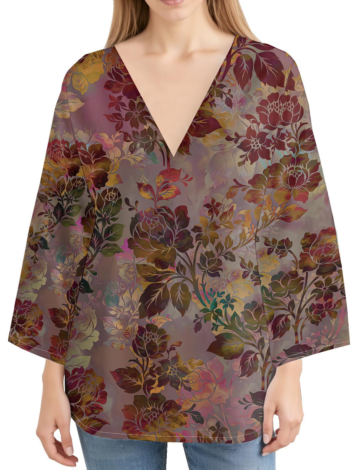 

2024 3D-принт Женская футболка с длинным рукавом, V-образным вырезом и круглым вырезом XXL