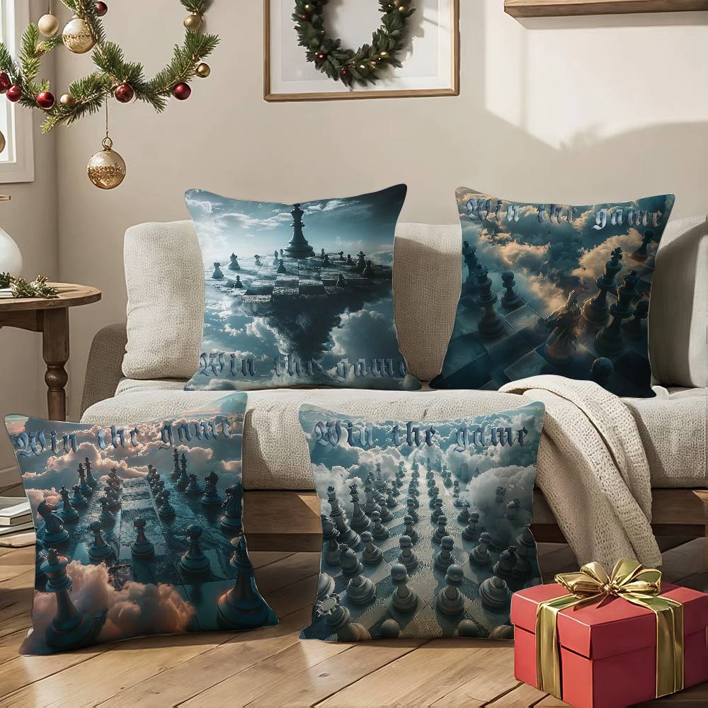 Beautiful Cloud Chess Picture Pillow Case Comfort Sofa Bed Silky Elegant Invisible Zipper Decorative Cushion Cover