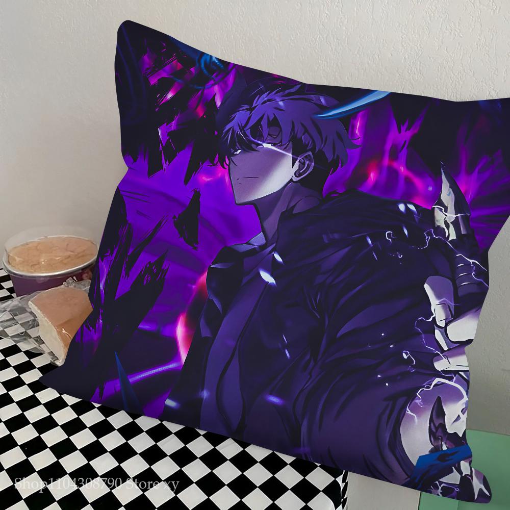 Anime S-Solo Leveling Pillow Case Square Pillow Bedroom Sofa Leisure Comfort Cushion Car Living Room Home Decoration