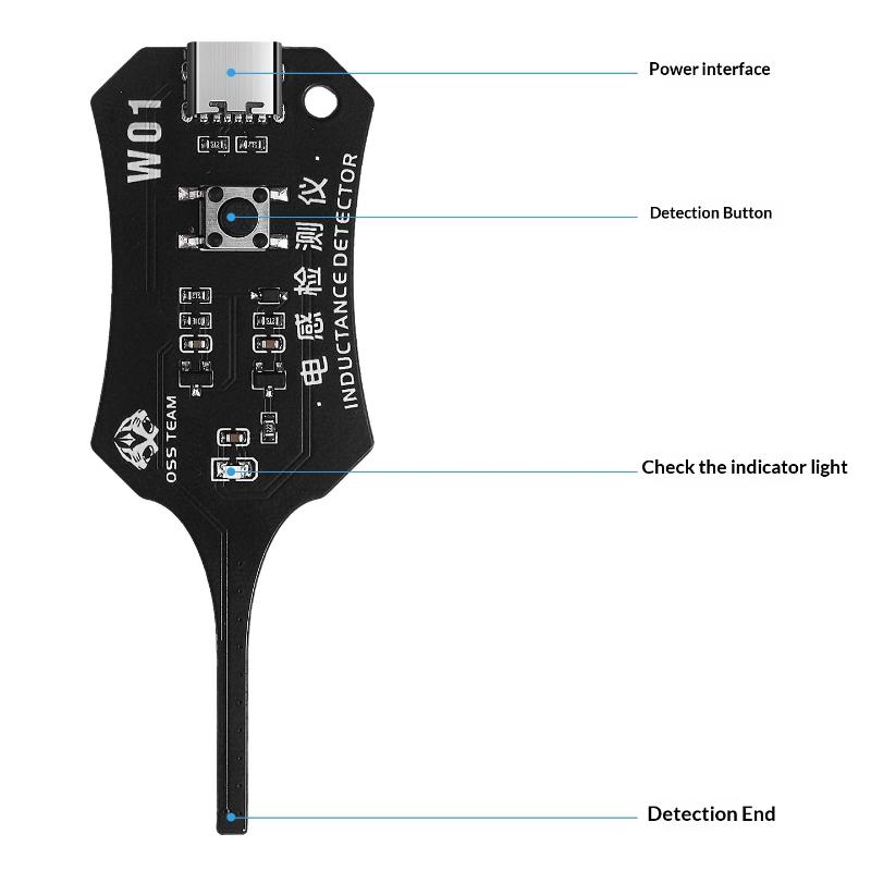 1Pc W01 Inductor Detector Tool Motherboard Coil Tester For Phone Motherboard Repair Electromagnetic Induction Quick Fault Check