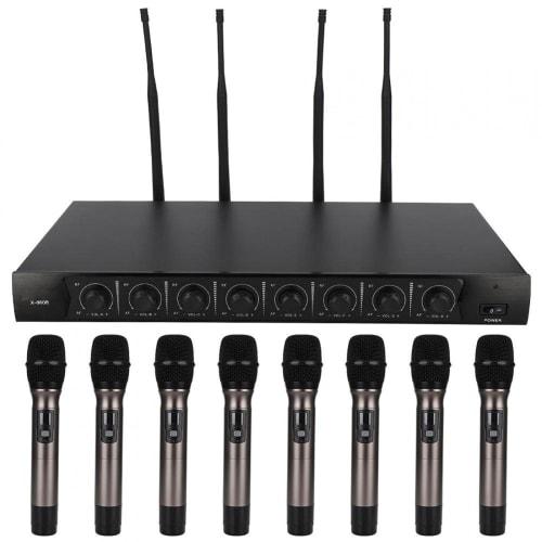 

Бездротовий мікрофон, 700 МГц - 790 МГц UHF бездротова мікрофонна система 1-8 Бездротовий професійний ручний набір мікрофонів, 100-240 В (Вилка США)