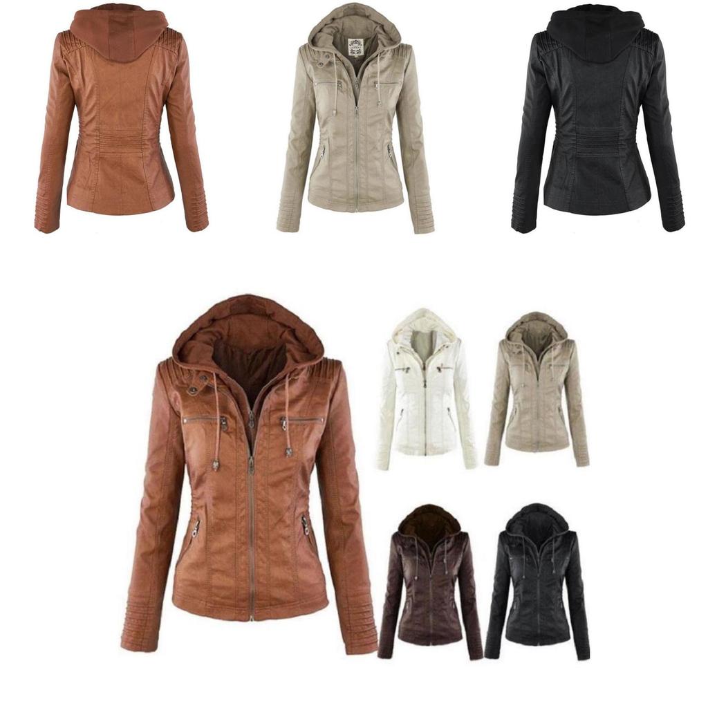 Stupenda Giacca con Cappuccio in Pelle da Donna Parka Sottile Perfetta per l'Abbigliamento Invernale