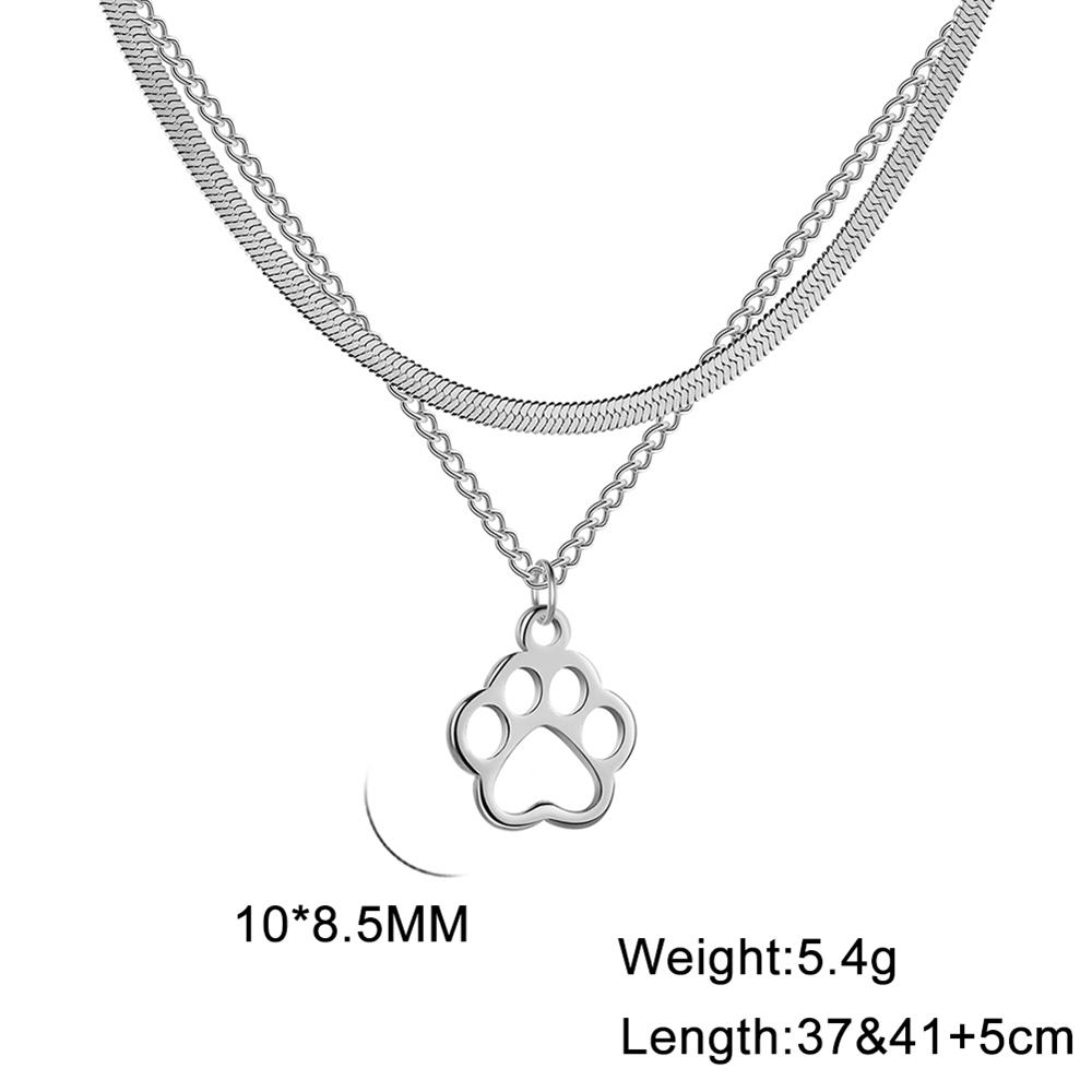Cazador Fashion Animal Paw Hollow Pendant Necklace for Women Girl Dog Cat Bear Paw Neck Chain Stainless Steel Jewelry Gift