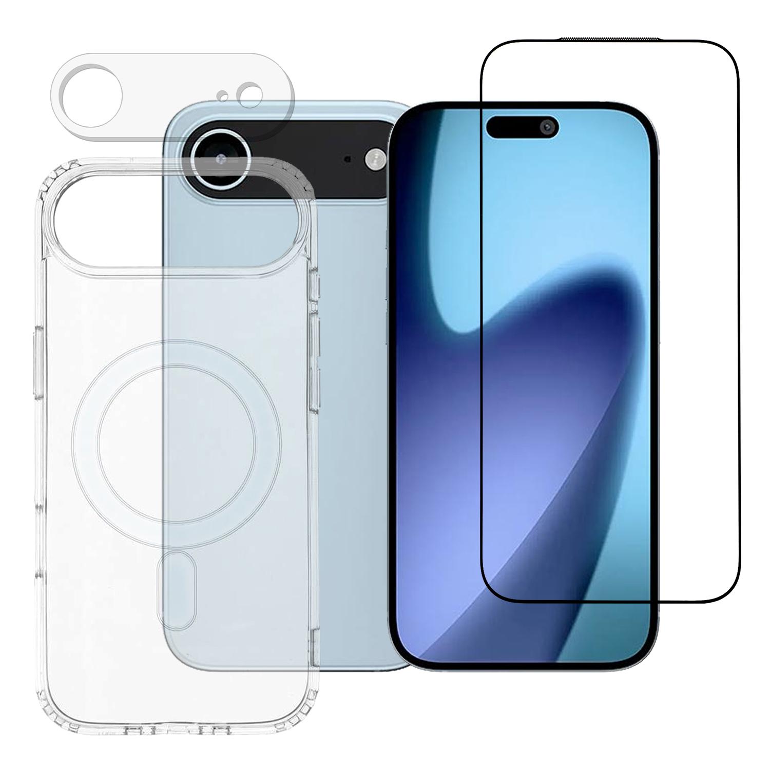 

For iPhone 17 Air Phone Case Compatible with MagSafe with Tempered Glass Screen Film+Clear Lens Film A