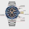 Man Quartz Watch Luxury Luminous Chronograph Wristwatch Stainless Steel Waterproof Men Date Calendar Clock
