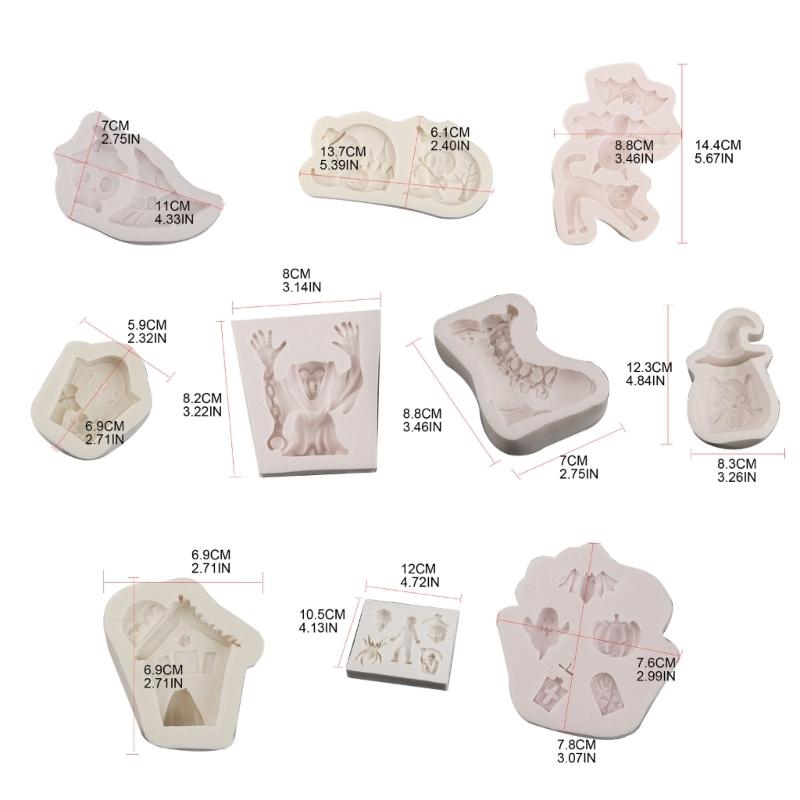 Cartoon Halloween Fondant Chocolate Mold Cake Decorating Tools Skull Bat Tombstone Baking Silicone Mold Easy to Clean