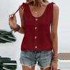U Neck Summer Women Hollow Out Tank Tops Sweet Solid Color Sleeveless Blouse Fashion Elegant Buttons Shirts Large Size Office Simple Casual Clothing