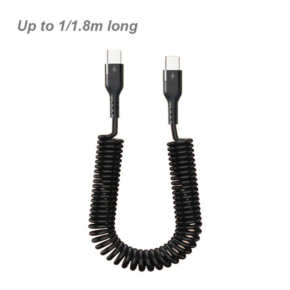 Type C To C Spring Data Cable Flexible Chargeing Wire Portable Mobile Phone Charging Cable