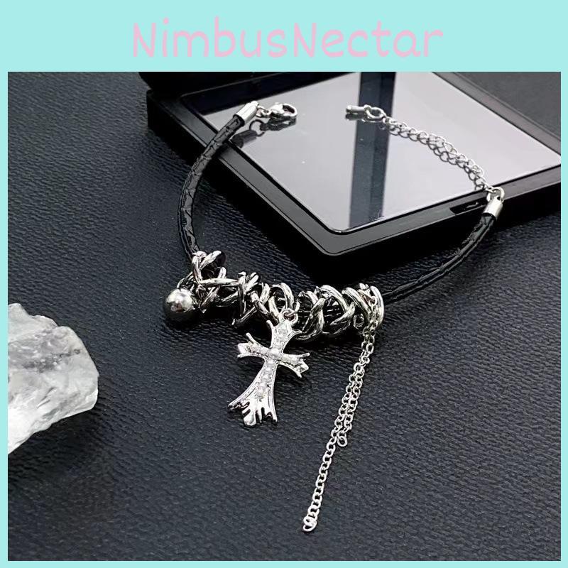 Asymmetrical Sweet Cool Cross Tassel Leather Bracelet For Women Trendy Gift Fashionable